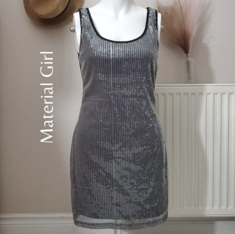 Silver Sequin MATERIAL GIRL Colour Block Party Dress